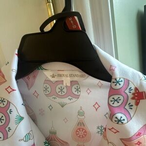 The Royal Standard White and Pink Ornament Print Christmas pajama set
